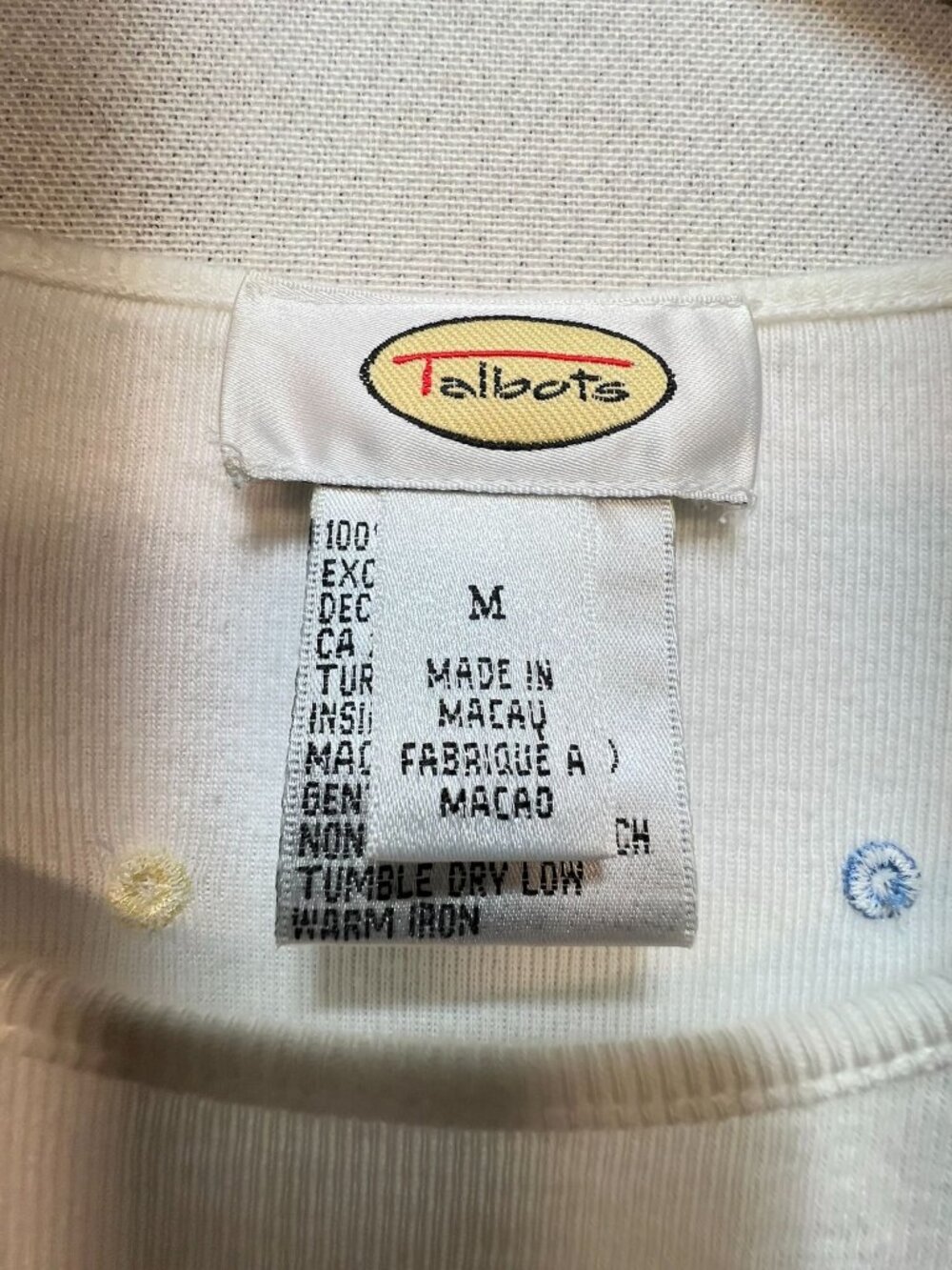 Talbots Women's Crew Neck T-Shirt Short Sleeve Stretch Size M White Polka Dot - Picture 3 of 9